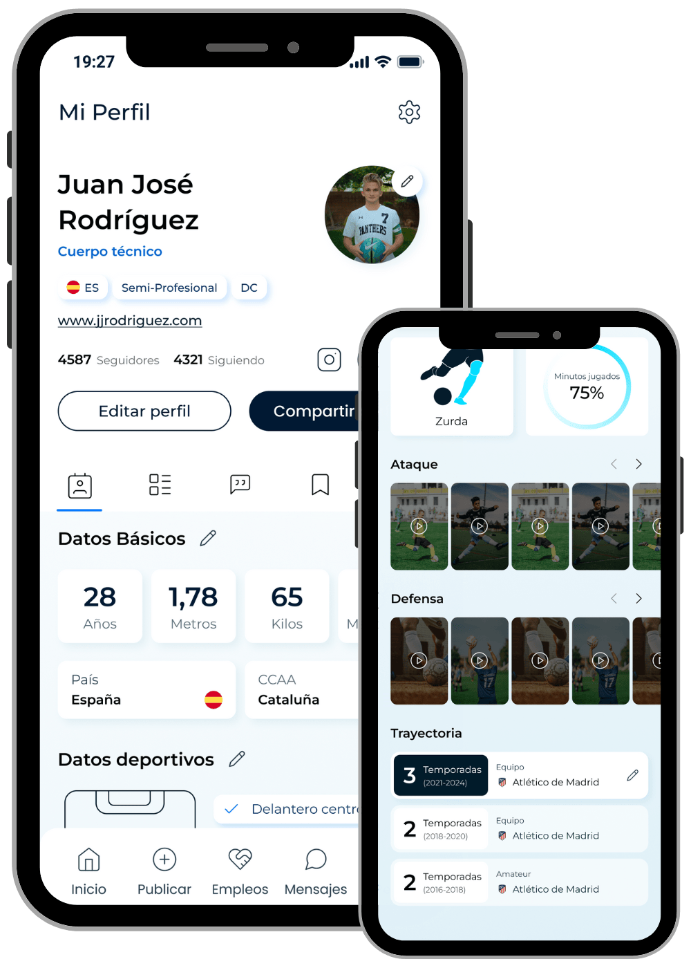 perfil jugador entrenador